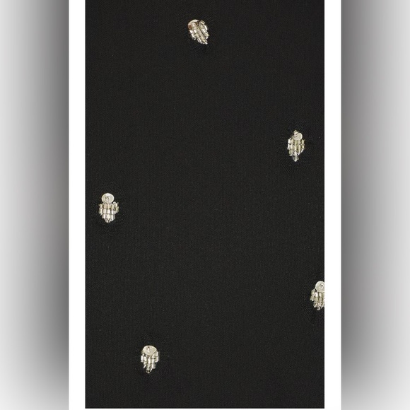 $298 LIKELY Marcia Dress Black Satin Embellished Short Sleeve Sz 2 - Picture 4 of 9